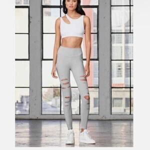 Alo‎ Yoga Ripped Warrior Slit Leggings Gray Small